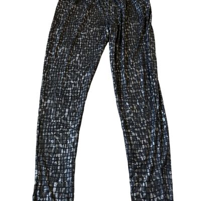 Torrid Leggings Size 1 Women's Black Shiny Sequin Animal Print Pull On Leggings